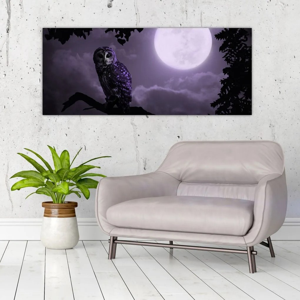 Tablou - Bufniță de noapte, violet (120x50 cm)