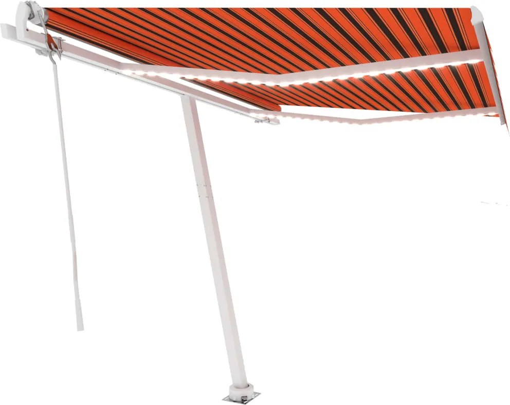 vidaXL Copertină automată senzor vânt&LED, portocaliu/maro, 300x250 cm