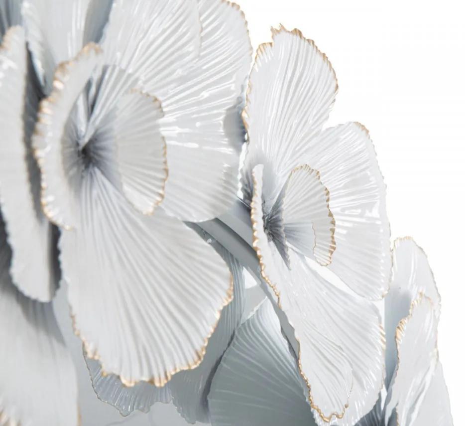 Oglinda decorativa alba cu rama din metal, ∅ 85,5 cm, Glam Flowers Mauro Ferretti