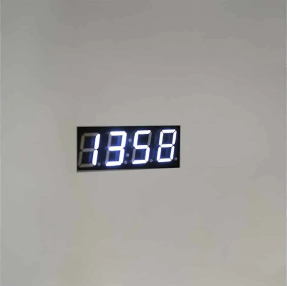 Oglindă lemn masiv cu Ceas Iluminare LED si Lupa Touch 100x70cm