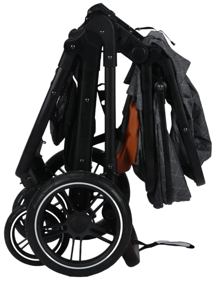Carucior nou nascuti 2 in 1 NOVOKIDS™ X1000 series, Cu geanta bebe, Cadru Aluminiu, Amortizoare, Roti din cauciuc plin AVE, Landou, Spatar reglabil 3