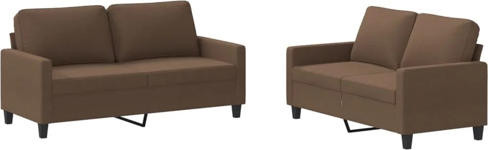 vidaXL Set de canapele cu perne, 2 piese, maro, textil