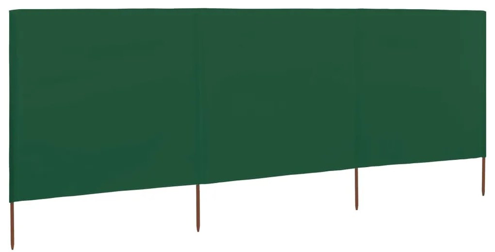 vidaXL Paravan anti-vânt cu 3 panouri, verde, 400x120 cm, textil