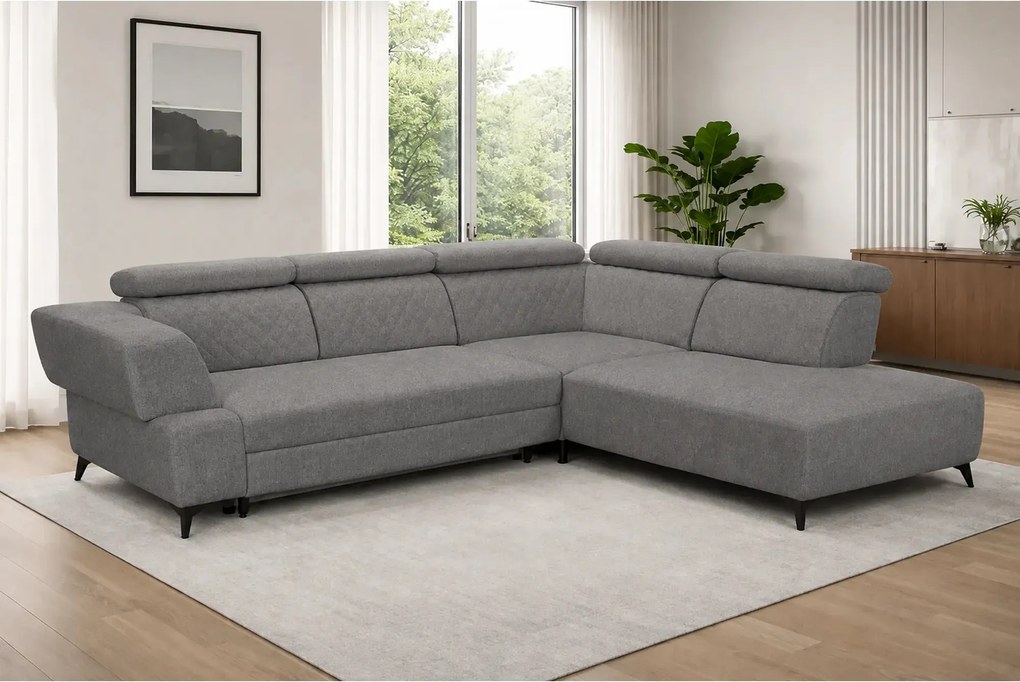Coltar de living DELTA, sezlong dreapta, stofa gri - New York G003, 31