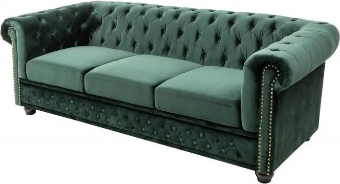 Canapea clasica stil englezesc Chesterfield II 3 locuri, verde