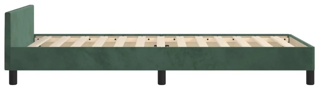 Cadru de pat cu tablie, verde inchis, 100x200 cm, catifea Verde inchis, 100 x 200 cm, Culoare unica si cuie de tapiterie