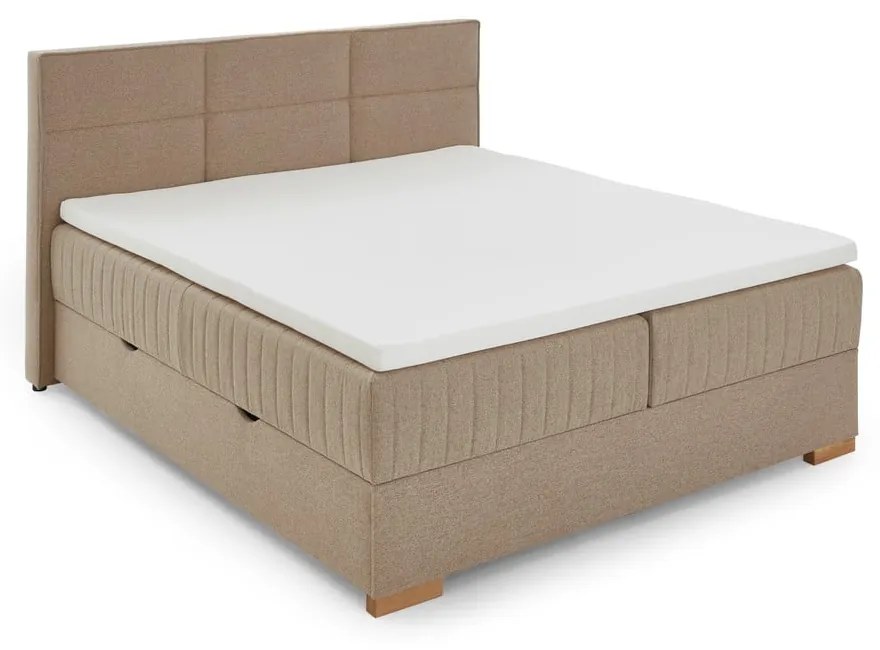 Pat boxspring bej cu spațiu de depozitare 160x200 cm Tambo – Meise Möbel