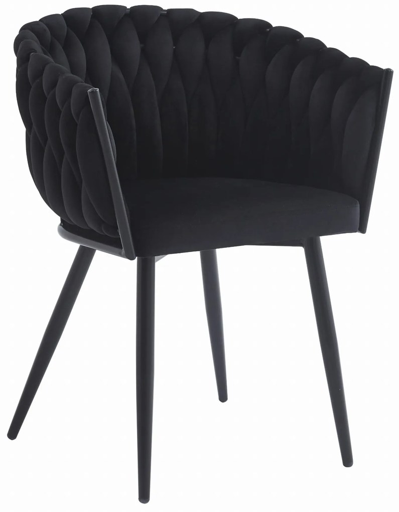 Scaun de masa ORION VELVET cu picioare negre, negru