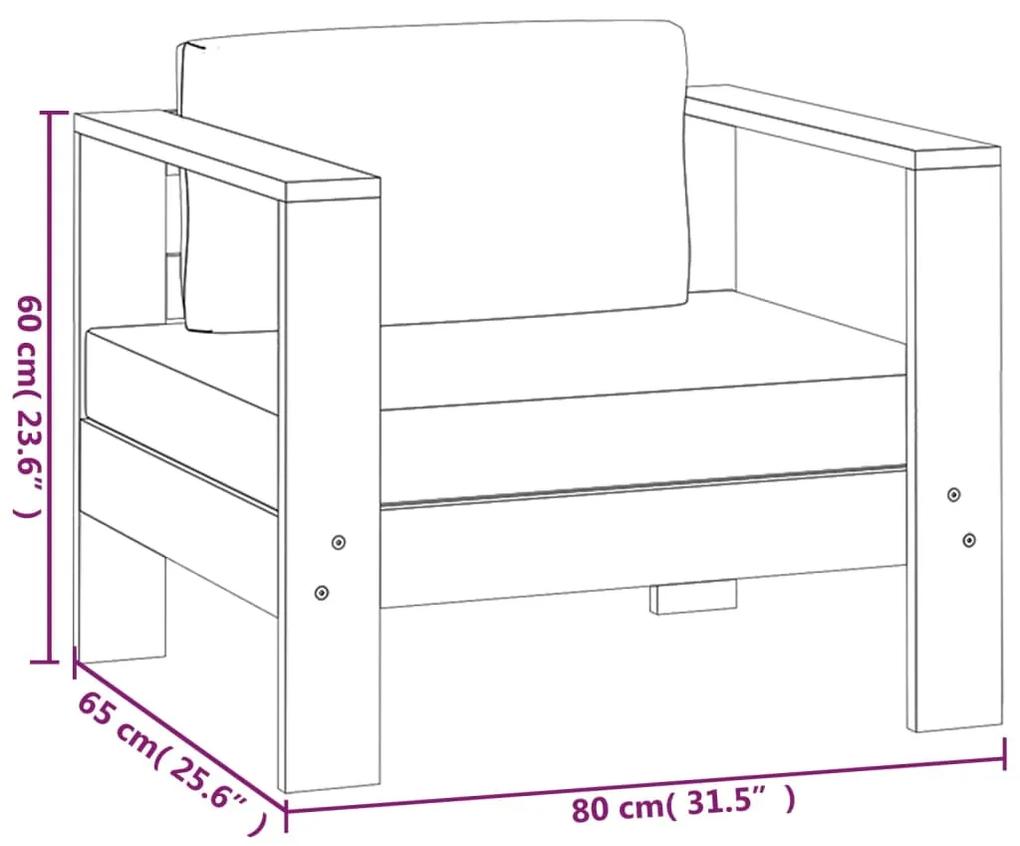 Set mobilier gradina cu perne alb crem, 3 piese, lemn masiv Alb crem, 2x fotoliu + masa, 1