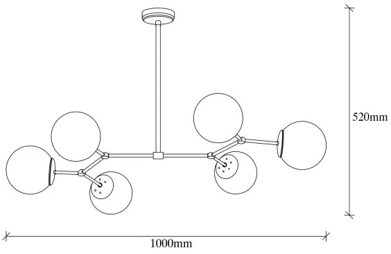 Lustră pe tijă DAMAR 6xE27/40W/230V