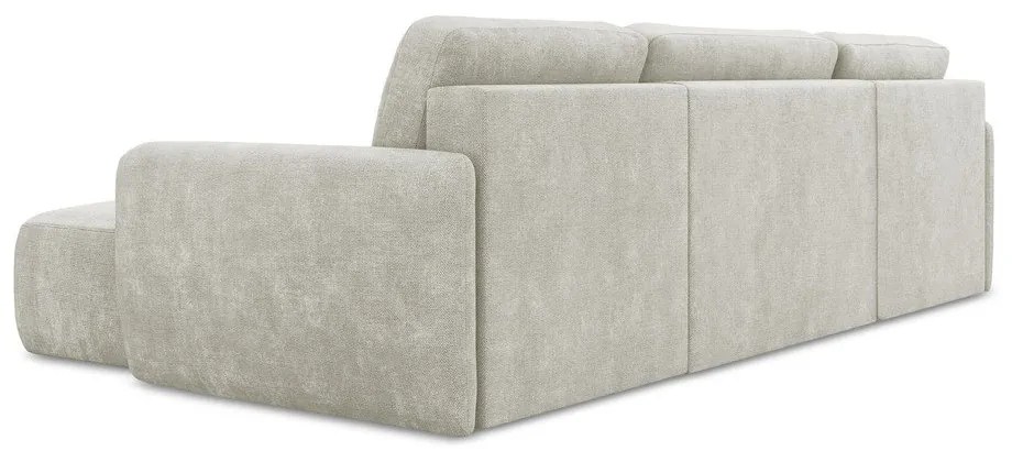 Colțar crem extensibil/cu spațiu de depozitare cu tapițerie din chenille (în formă de "U") Lilo – Makamii