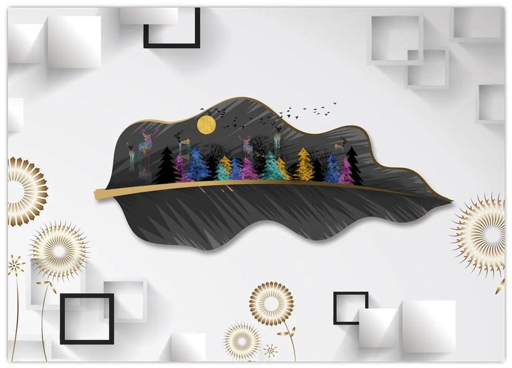 Tablou pe sticlă abstracției (70x50 cm)