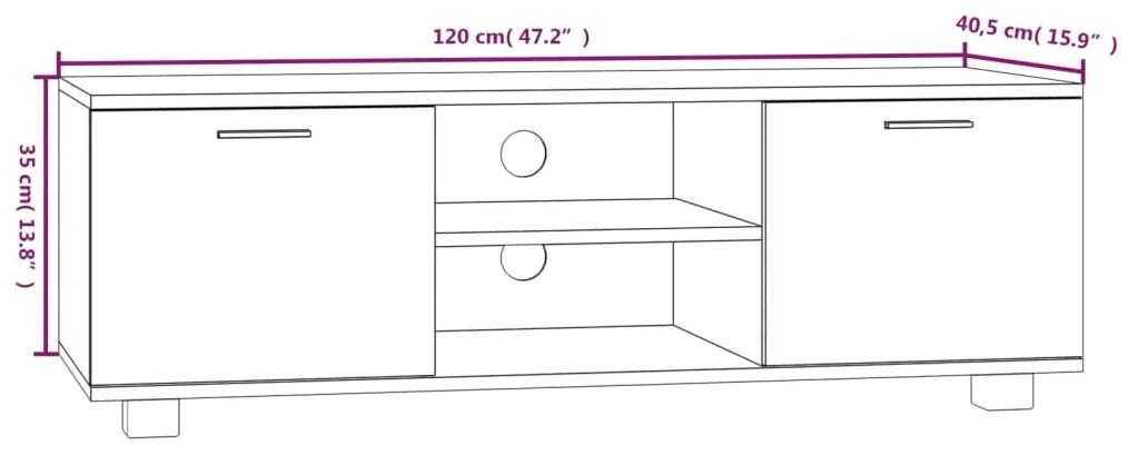 Comoda TV, stejar fumuriu, 120x40,5x35 cm, lemn prelucrat 1, Stejar afumat, 120 x 40.5 x 35 cm