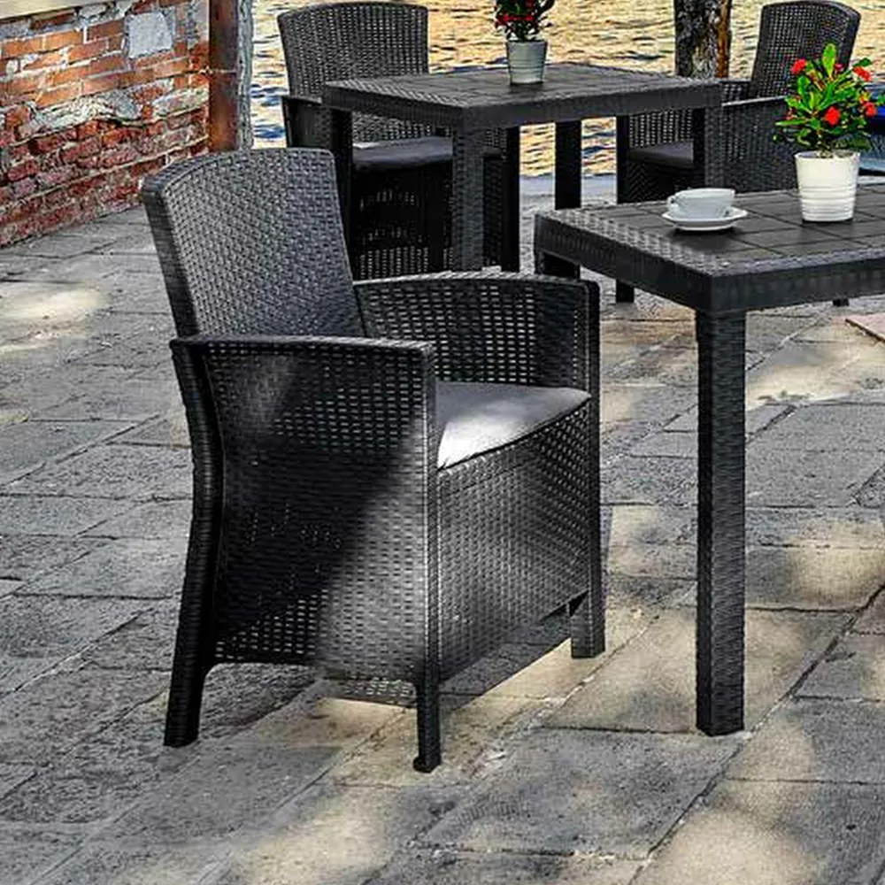 Fotoliu Lima din ratan artificial, grafit