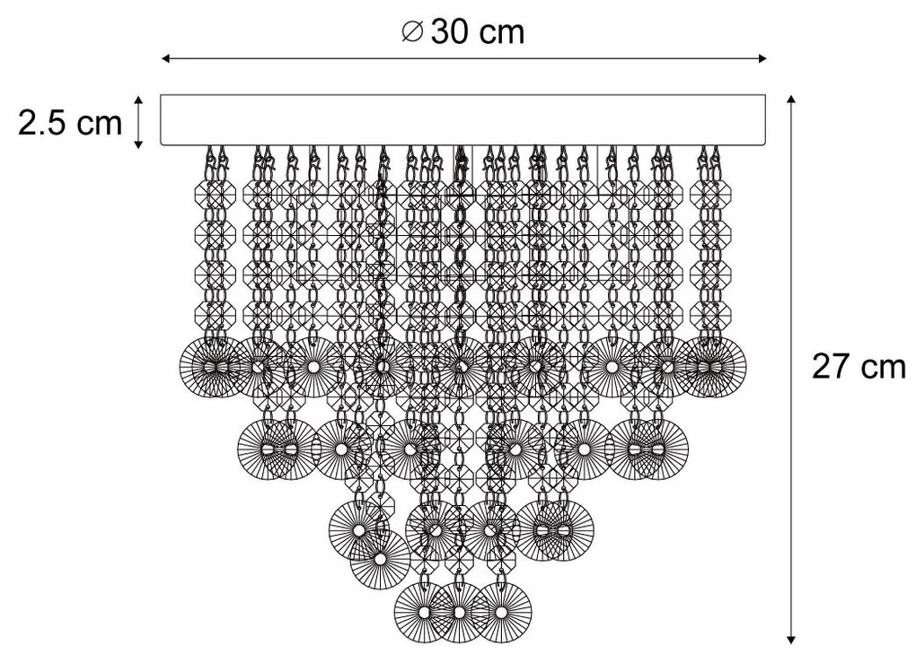 Plafonieră clasică neagră cu sticlă fumuriu - Medusa
