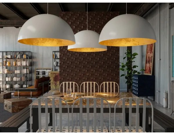 Lustră pe cablu SFERA 1xE27/60W/230V d. 35 cm gri/auriu