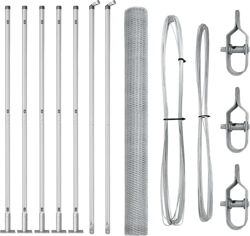 vidaXL Stâlp de gard. Argintiu 10 x 1,4 m (plasă de 25 mm) Oțel