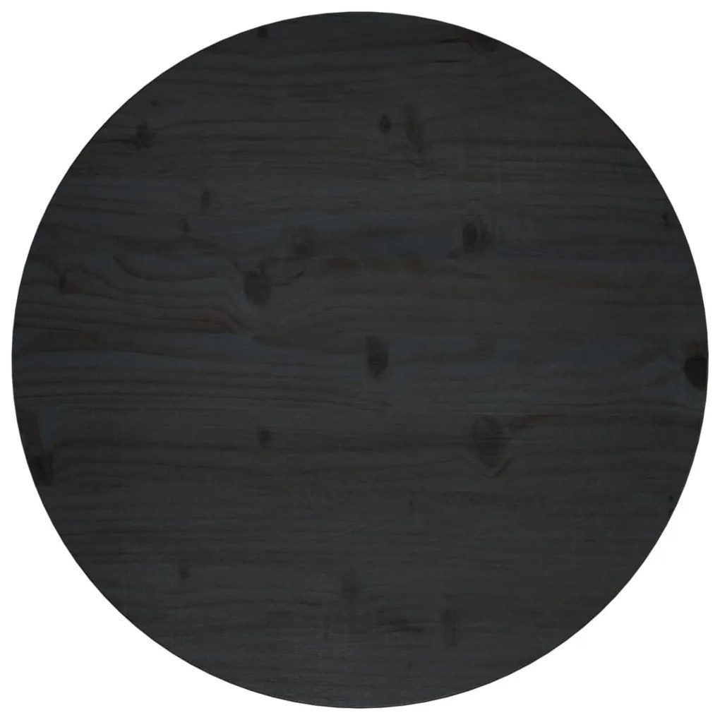 813661 vidaXL Blat de masă, negru, Ø60x2,5 cm, lemn masiv de pin