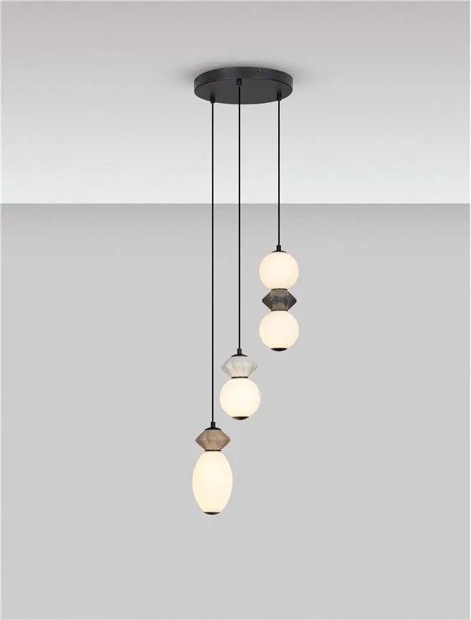 Lustra LED suspendata decorativa ceramica mocha, gri, alb, PALLINA 3L