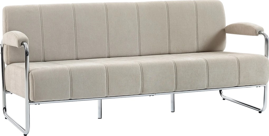 HOMCOM Canapea 3 Locuri Tapițată cu Chenille și Cusături Duble, Canapea Modernă cu Brațe și Picioare din Oțel, pentru Living, Birou și Dormitor, 174x75x76 cm, Bej | Aosom Romania