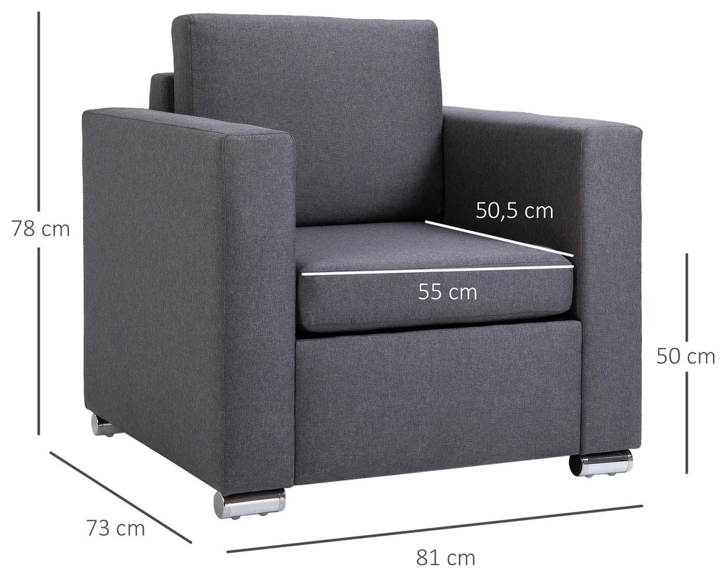 HomCom Fotoliu modern, fotoliu de design gri, mobilier pentru living | AOSOM RO