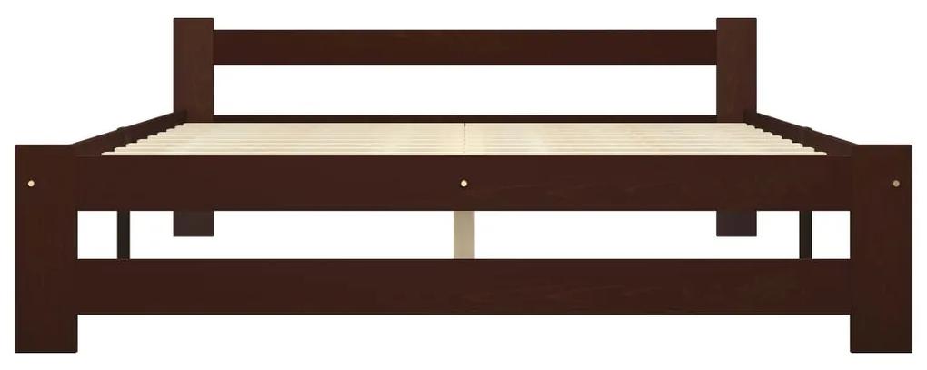 Cadru pat cu 4 sertare, maro inchis, 180x200 cm, lemn masiv pin Maro inchis, 180 x 200 cm, 4 Sertare