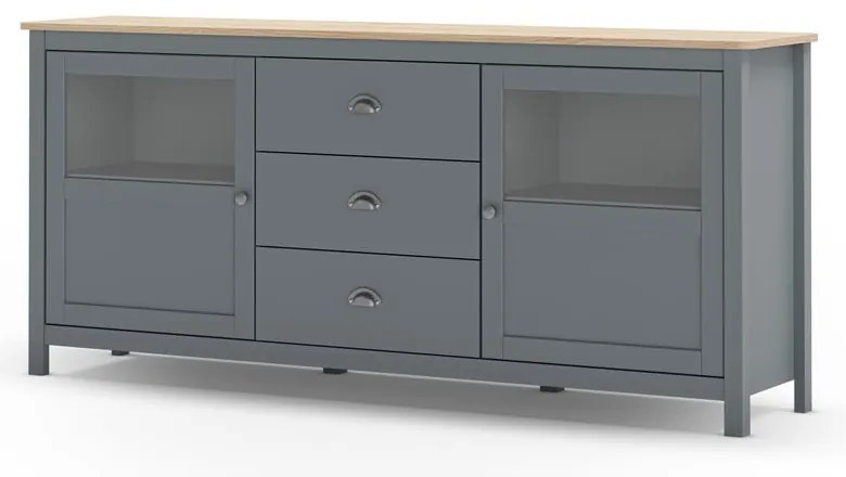 Comodă verde prăfuit din lemn de pin 180x80x40 cm Misti – Marckeric