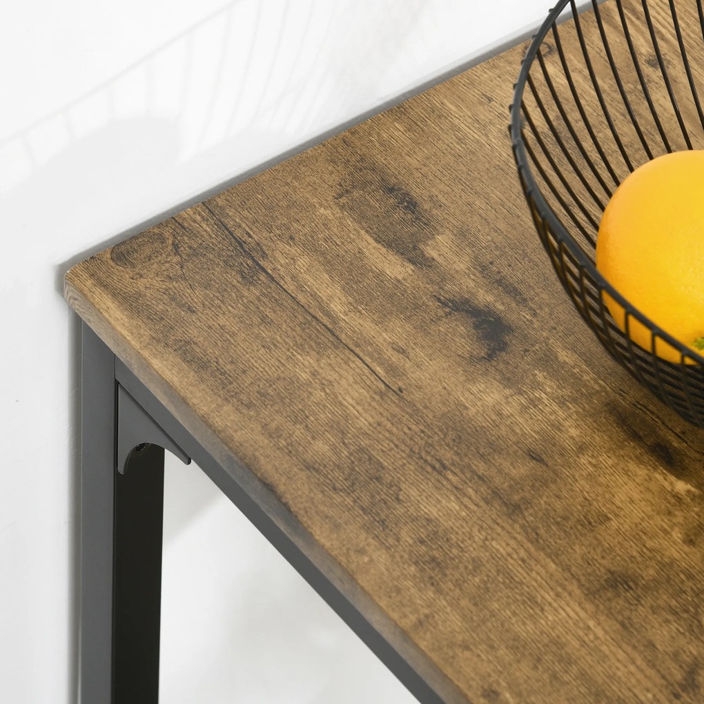 HOMCOM Set de bar 3 piese, masă înaltă, 2 scaune, MDF, cadru metalic, rezistent la apă, Maro | Aosom Romania