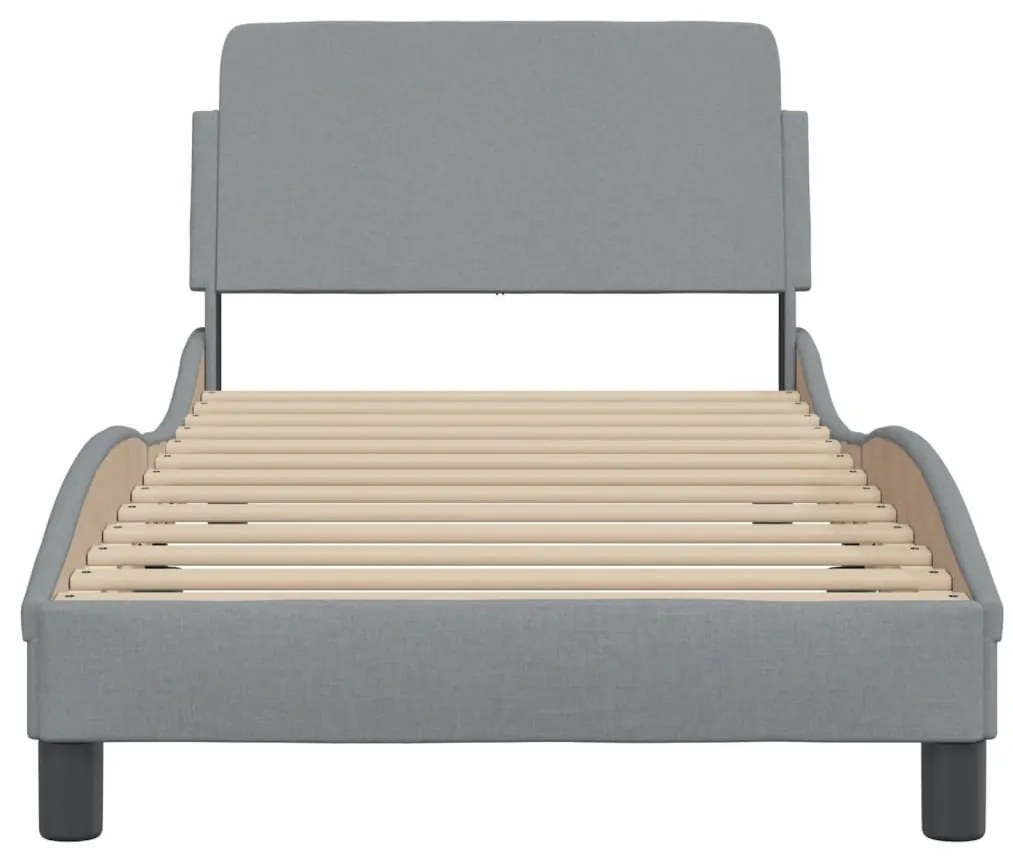 Cadru de pat cu tablie, gri deschis, 90x200 cm, textil
