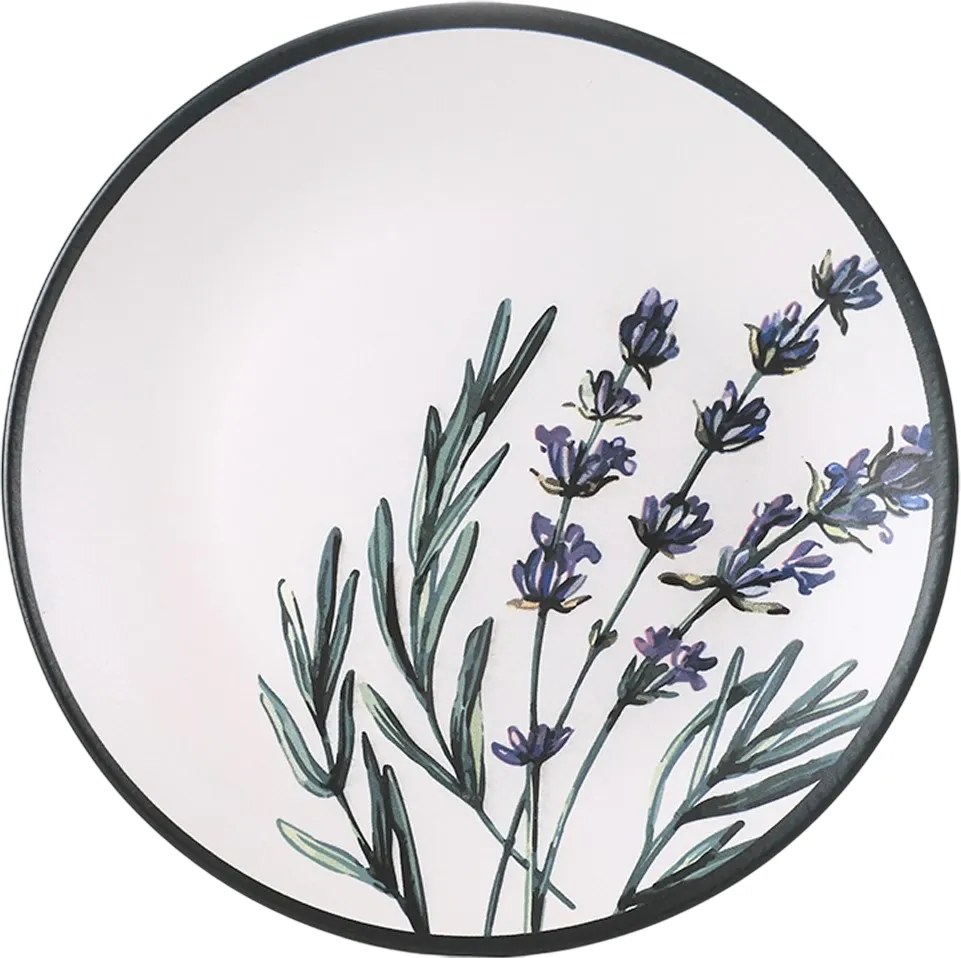 Set of 6 shallow stoneware plates Herbal 25 cm
