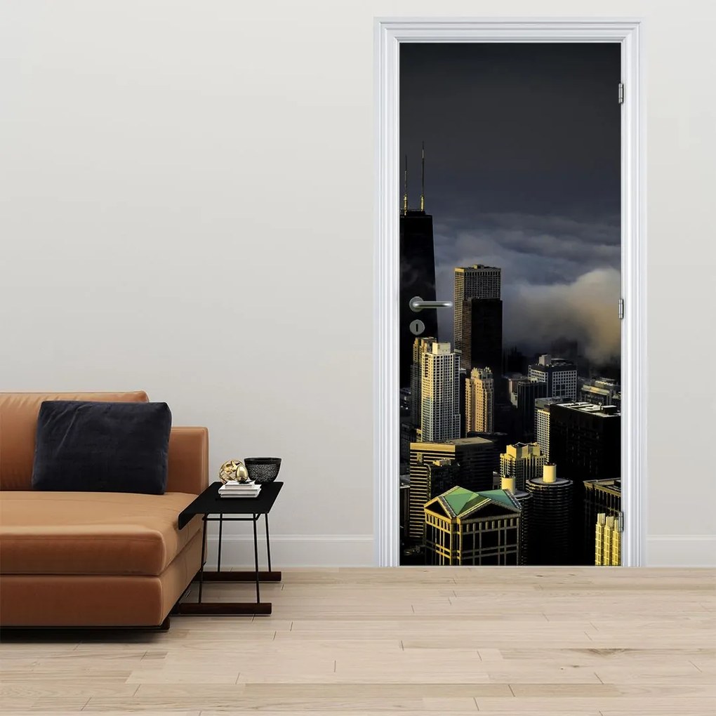 Fototapet pentru ușă - Oraș în nori (95x205cm)