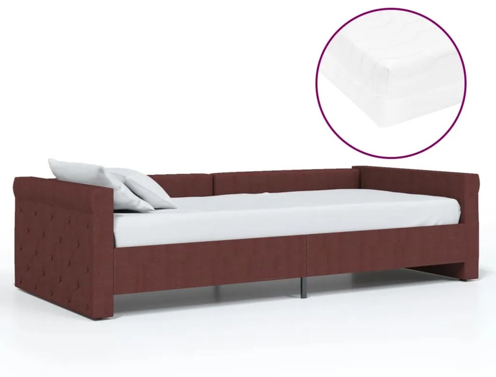 3080339 vidaXL Pat de zi cu saltea și USB, violet, 90x200 cm, textil