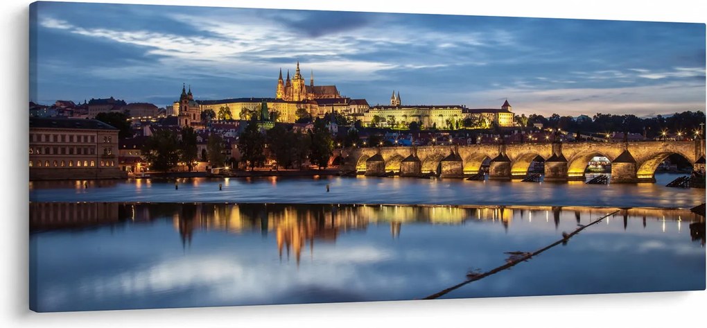 Tablou cu palatul din Praga și podul lui Carol (120x50 cm)