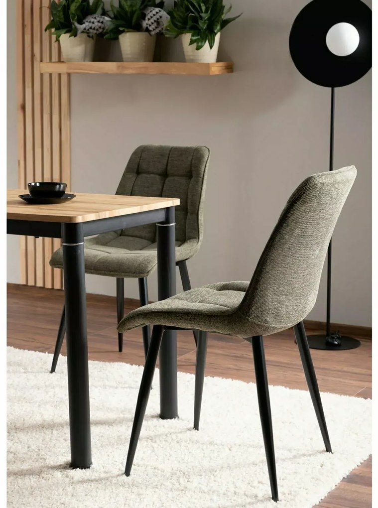 Masa de dining neagra DAMAR 100x60 cm, decor stejar artisan