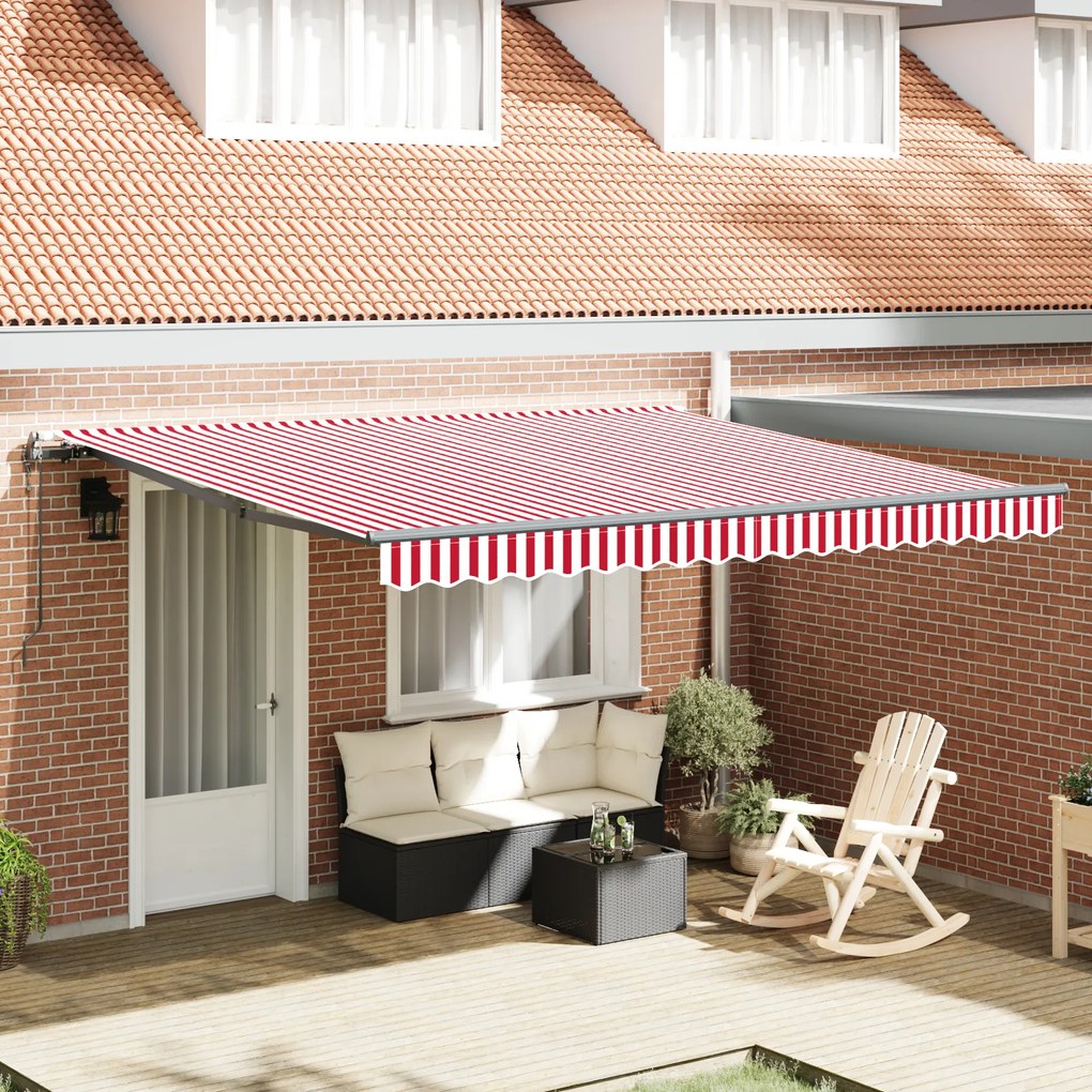 vidaXL Cortina Retractabilă Roșu și alb 400 × 300 cm țesătură