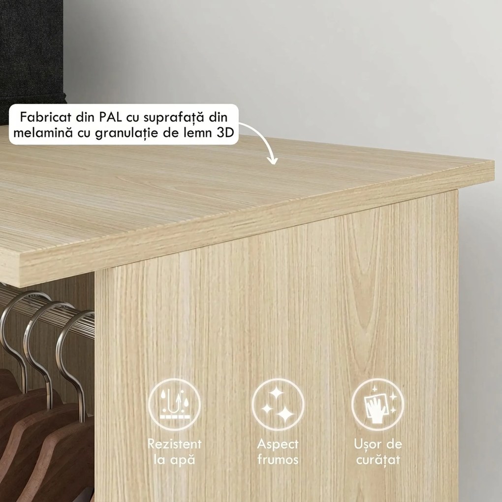 HOMCOM Dulap cu 5 Rafturi și 6 Roți, 120x40x128 cm, Negru | Aosom Romania