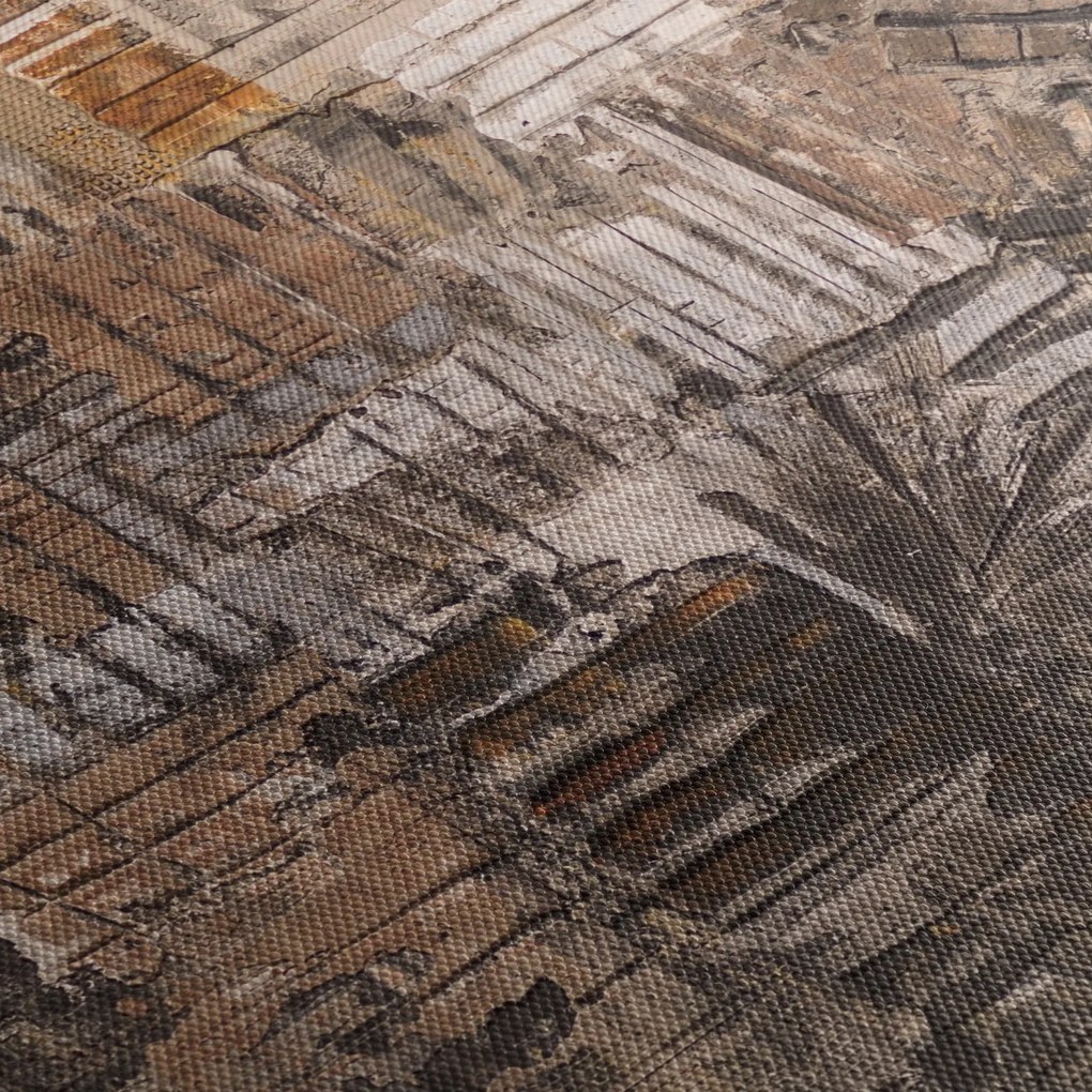 Tablou - Abstract, nuanțe maro (cu ceas) (90x30 cm)