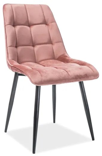 Scaun elegant catifea si picioare negre Chic Velvet roz antic