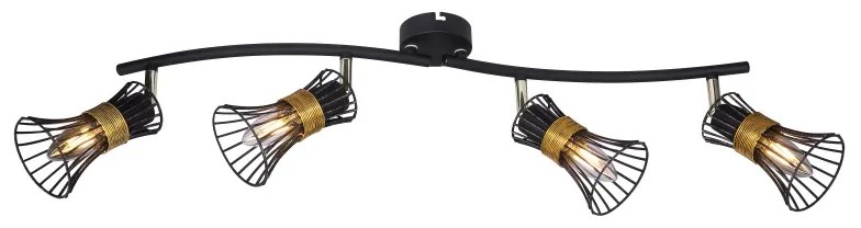 Plafoniera moderna metalica negru-aurie PURRA 4L 54814-4 GL