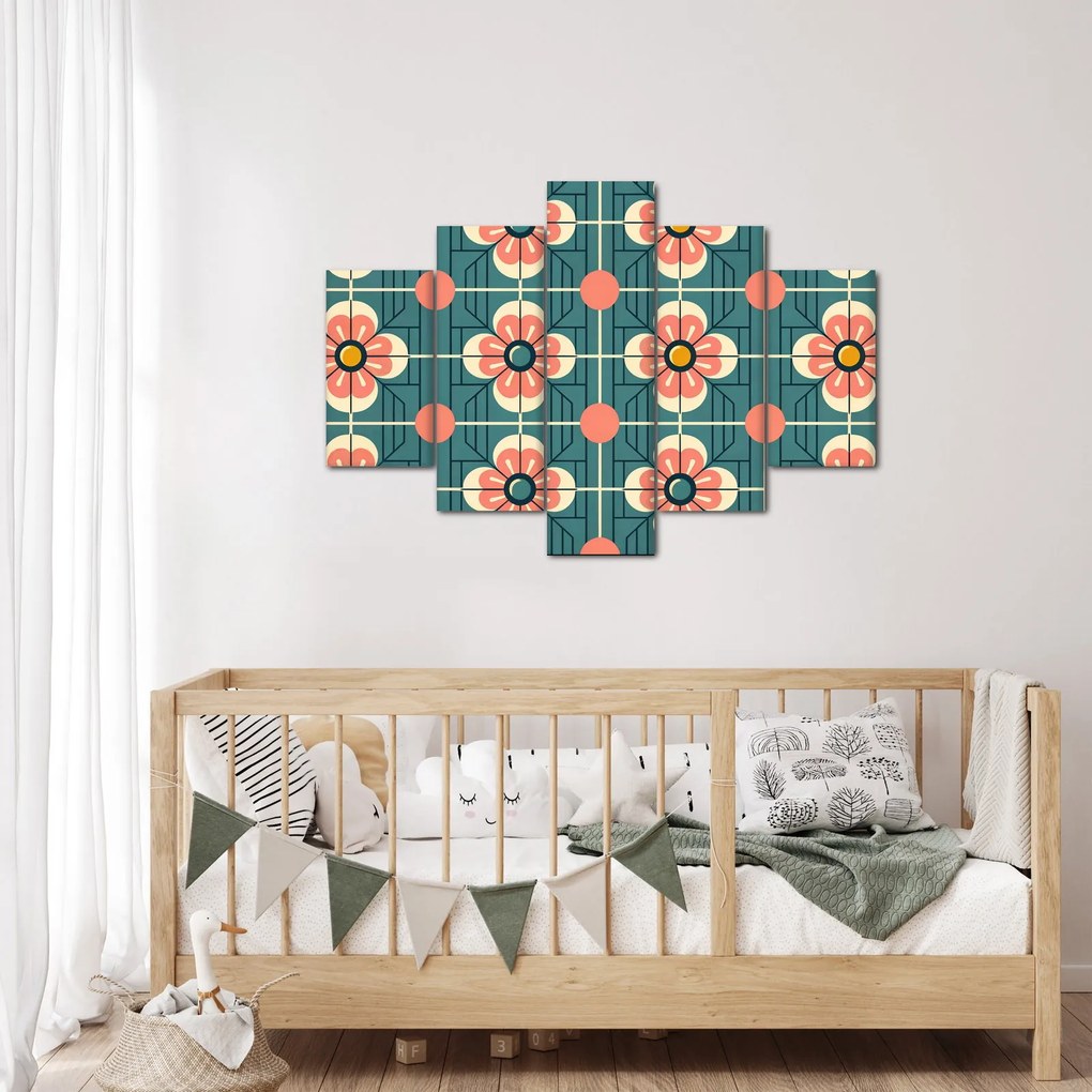 Tablou - Model retro cu flori (150x105 cm)