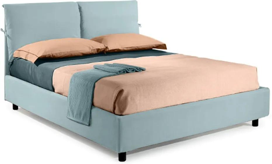 Pat Dormitor Matrimonial Bed&amp;Sofa Fiocco iSomn 160x200 cm, lada de depozitare, stofa, turquoise