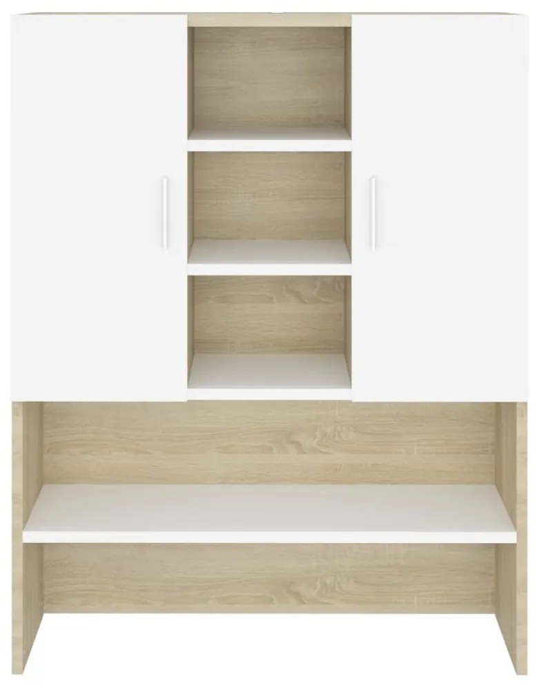 Dulap masina de spalat, alb si stejar sonoma, 70,5x25,5x90 cm alb si stejar sonoma