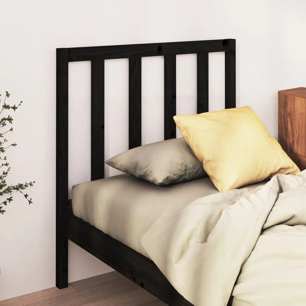 vidaXL Tăblie de pat, negru, 81x4x100 cm, lemn masiv de pin