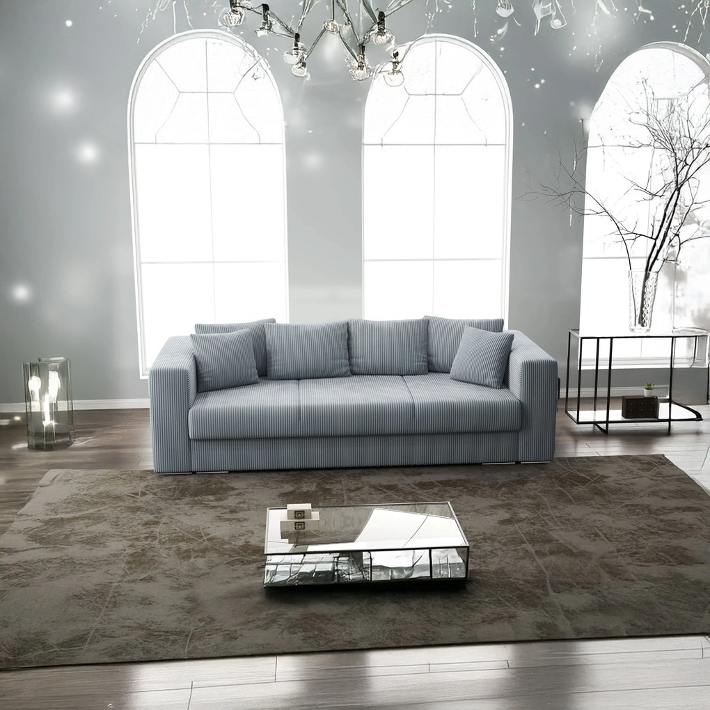 Canapea extensibilă dumonde cu ladă de depozitare si sezut confortabil din spuma high-density, Gloria Zoom Grey 240x100 cm
