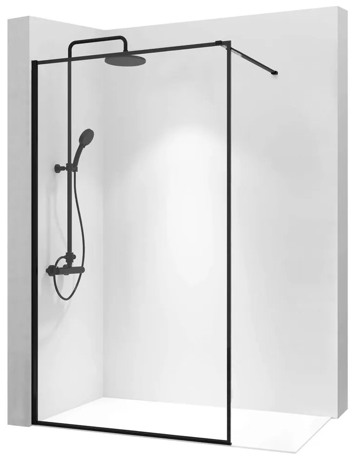 Paravan de dus tip Walk-in Rea Bler 70x195 cm profil negru