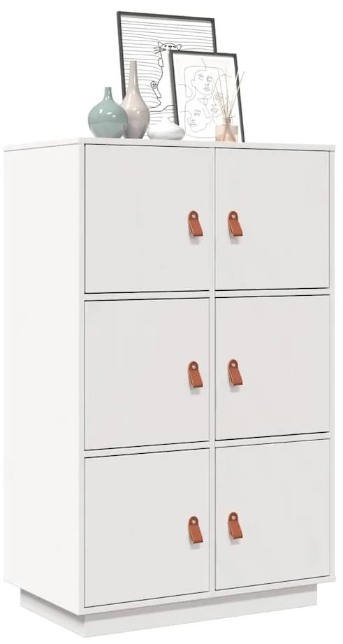 vidaXL Dulap înalt, alb, 67x40x108,5 cm, lemn masiv de pin