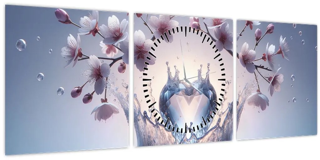 Tablou - Inimă de diamant (cu ceas) (90x30 cm)
