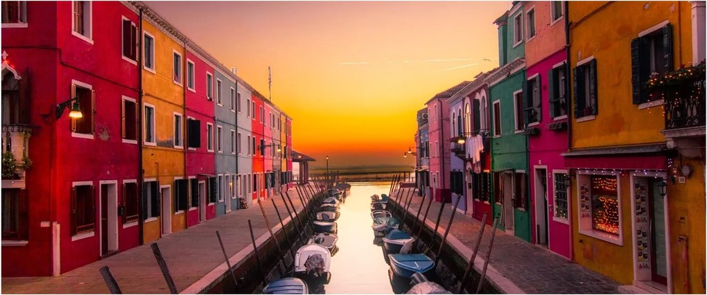 Tablou - Apus de soare, insula Burano, Veneția, Italia (120x50 cm)