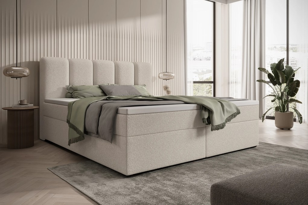 Pat continental cu spațiu de depozitare Tenor 160x200 - bouclé bej Quelle 03