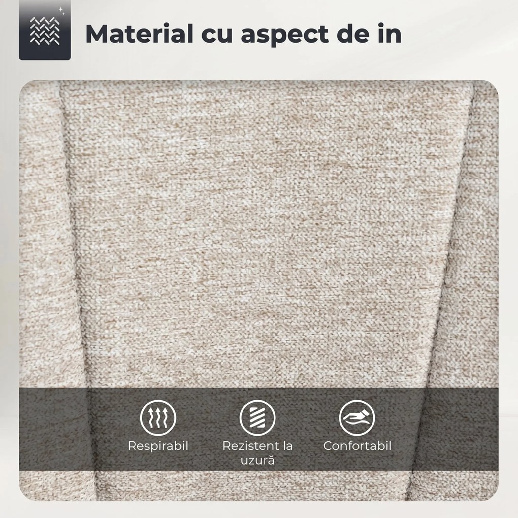 HOMCOM Set 2 Scaune de Bar Rotative din Țesătură cu Înălțime Ajustabilă Bej | Aosom Romania